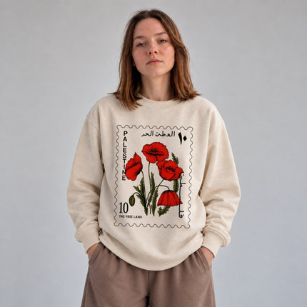 Palestine Sweatshirt Palestinian Poppy Flower Crewneck