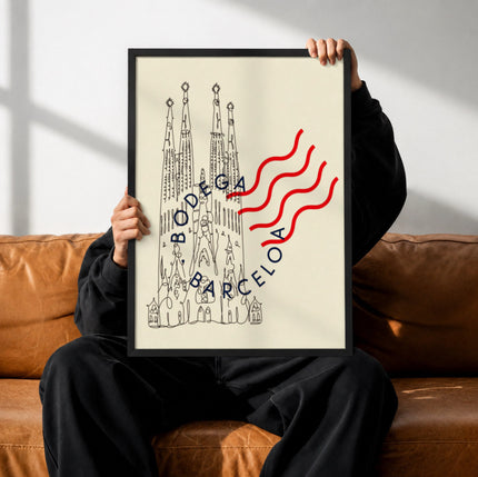 Barcelona Spain Poster Sagrada Familia Wall Art Vintage Travel Print Home Decor