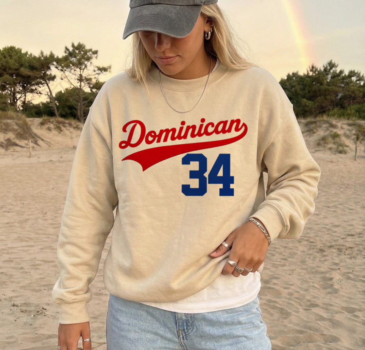 Sweat-shirt dominicain vintage, numéro personnalisé dominicain, col ras du cou, streetwear neutre, pull douillet, cadeau de voyage unisexe