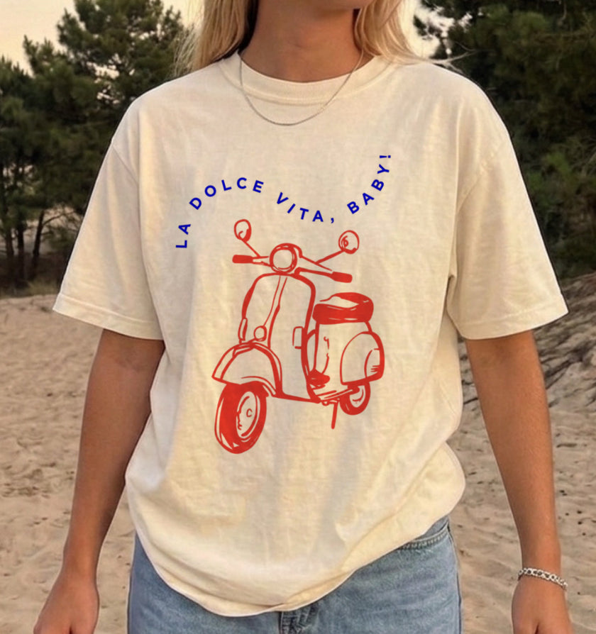 La Dolce Vita Vespa Shirt Italian Summer Graphic Tee Retro Italy Vacation