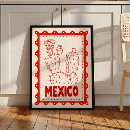Vintage Mexico Cactus Poster