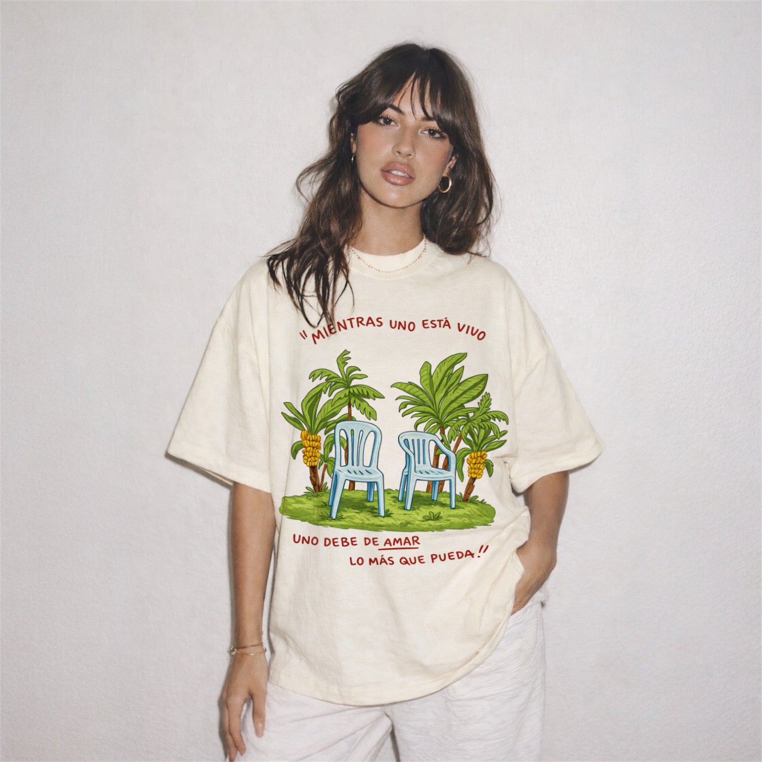 Spanish Quote T Shirt Mientras Uno Está Vivo Latin Love Message Tropical Art Shirt