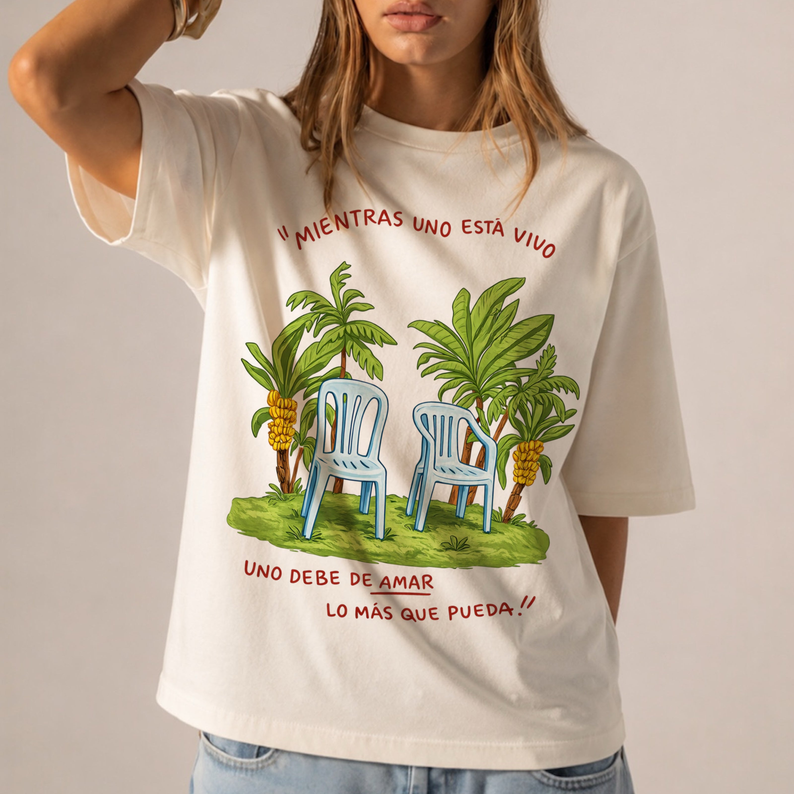 Spanish Quote T Shirt Mientras Uno Está Vivo Latin Love Message Tropical Art Shirt