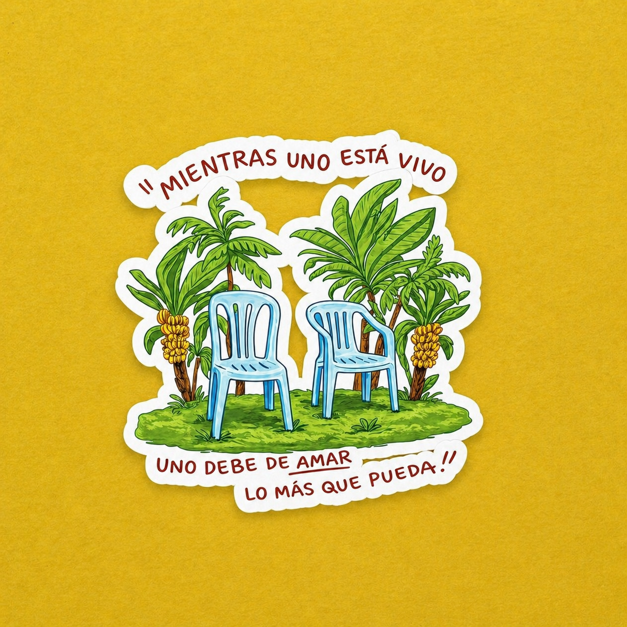 Spanish Quote Sticker Mientras Uno Este Vivo Tropical Chair Vinyl Decal Cute Aesthetic Gift