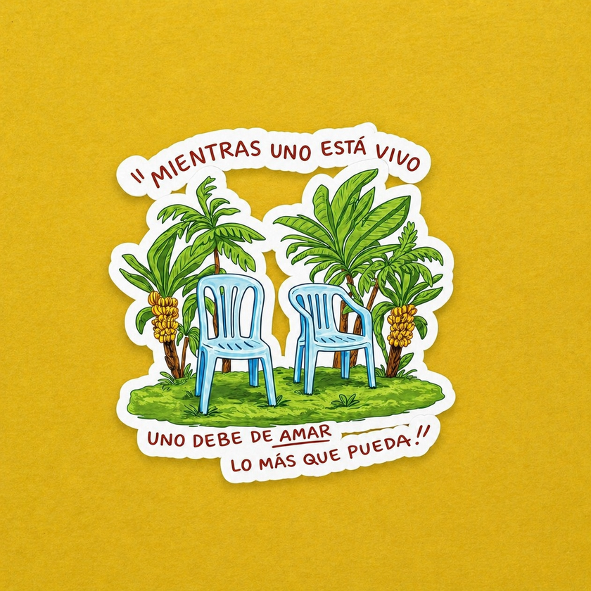 Spanish Quote Sticker Mientras Uno Este Vivo Tropical Chair Vinyl Decal Cute Aesthetic Gift