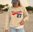 Venezuela Sweat-shirt Vintage Rétro Numéro Personnalisé Style Baseball Fierté Nationale Cadeau Unisexe Haut
