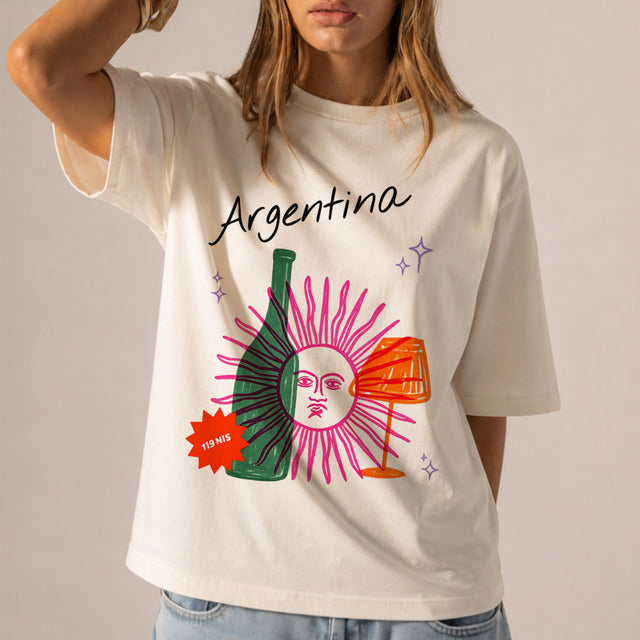 تي شيرت برسومات عتيقة للأرجنتين بنمط الشمس فن ريترو للجنسين هدية ملابس الشارع