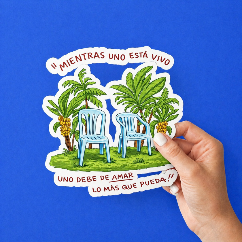 Spanish Quote Sticker Mientras Uno Este Vivo Tropical Chair Vinyl Decal Cute Aesthetic Gift
