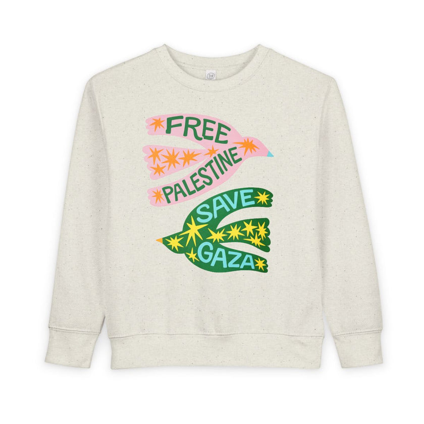 Free Palestine Save Gaza Toddler Sweatshirt Kids Peace Graphic Pullover Gift Cozy Soft Outfit