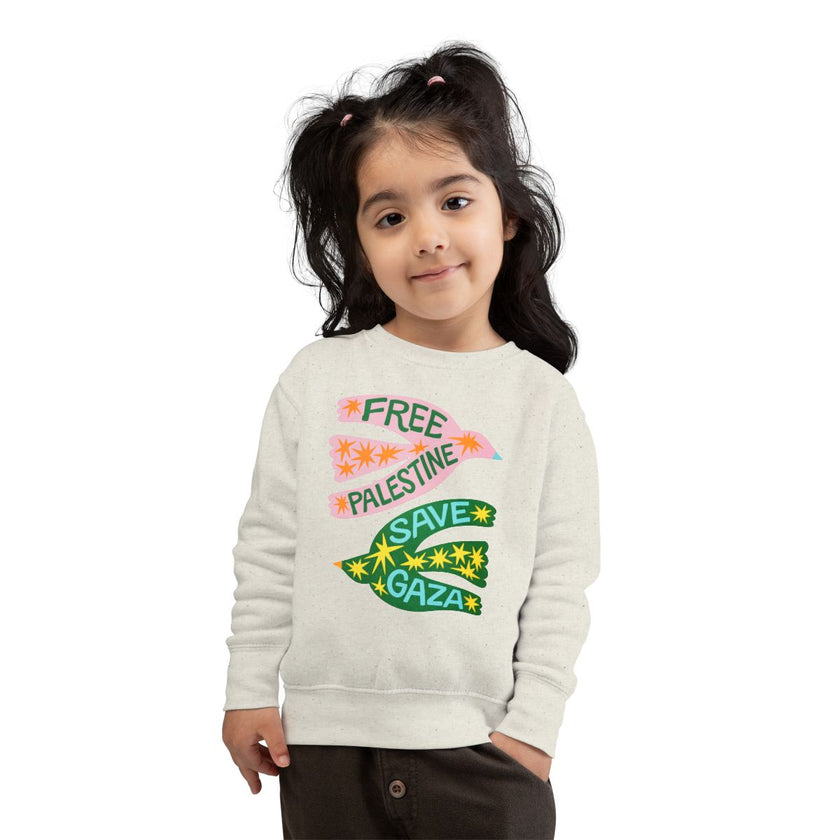 Free Palestine Save Gaza Toddler Sweatshirt Kids Peace Graphic Pullover Gift Cozy Soft Outfit