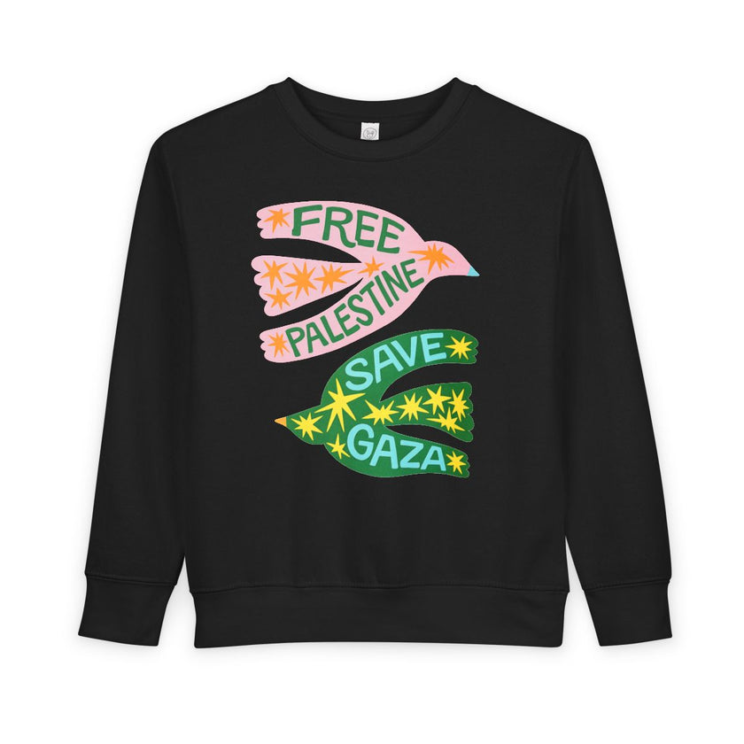 Free Palestine Save Gaza Toddler Sweatshirt Kids Peace Graphic Pullover Gift Cozy Soft Outfit