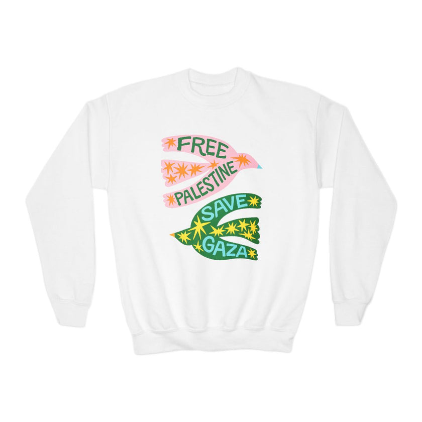 Free Palestine Save Gaza Youth Sweatshirt Kids Graphic Pullover Peace Statement Cozy Gift Wear