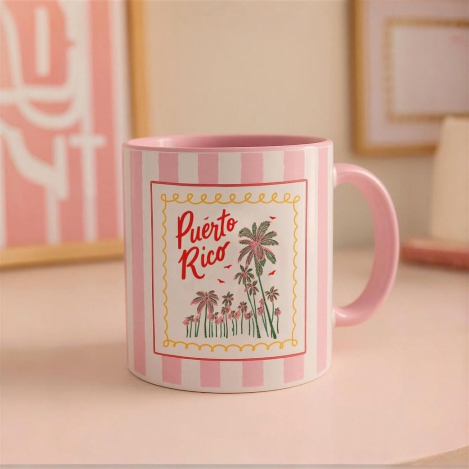 Puerto Rico Coffee Mug Isla Del Encanto Retro Travel Gift Souvenir Cup Palm Tree