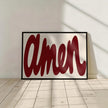 Décoration murale Amen | Affiche chrétienne encadrée minimaliste | Décoration de foi moderne | Impression de verset religieux pour la maison