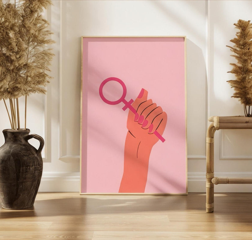 Feminist Art Print: Women Empowerment, Pink Decor