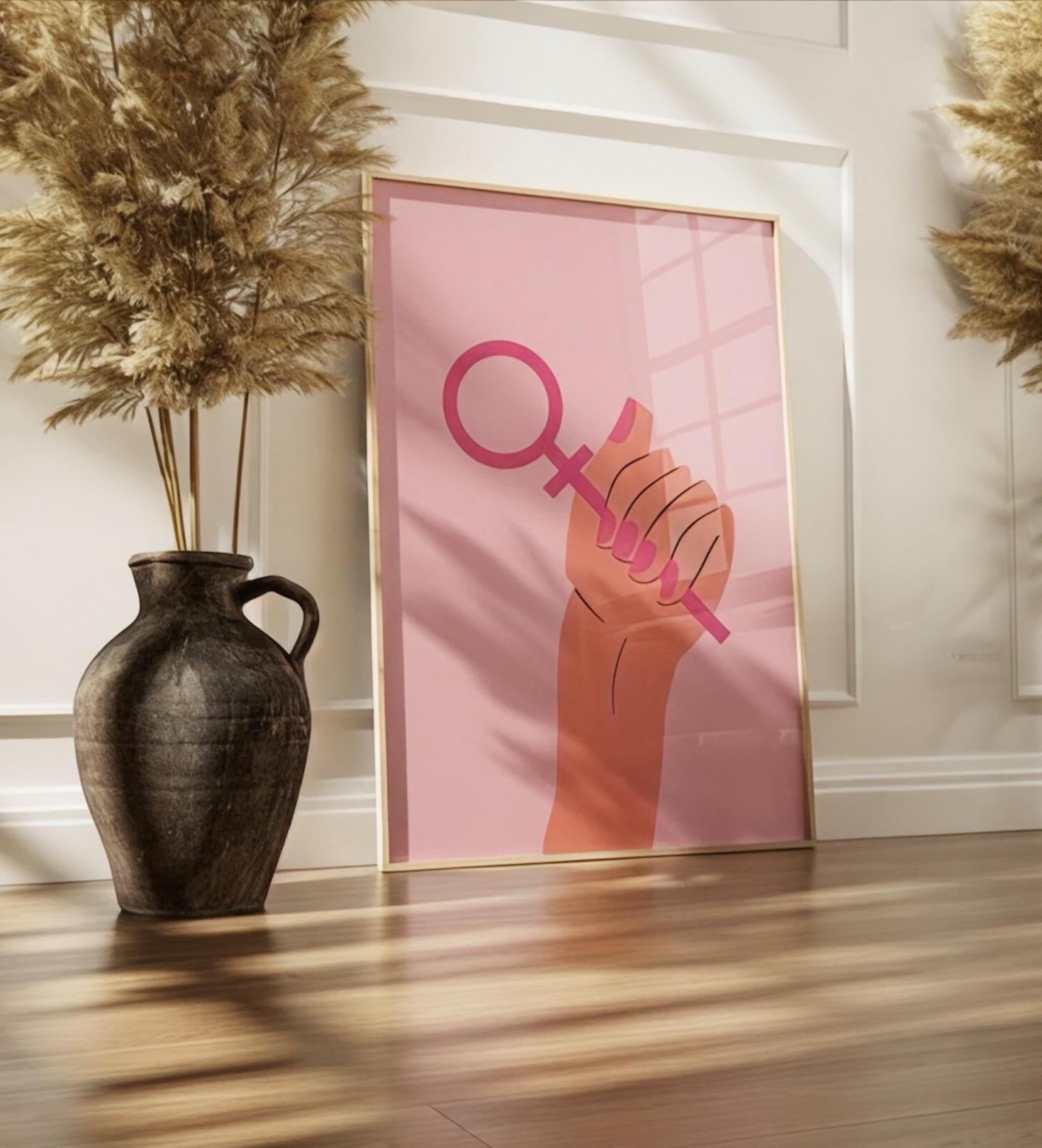 Feminist Art Print: Women Empowerment, Pink Decor