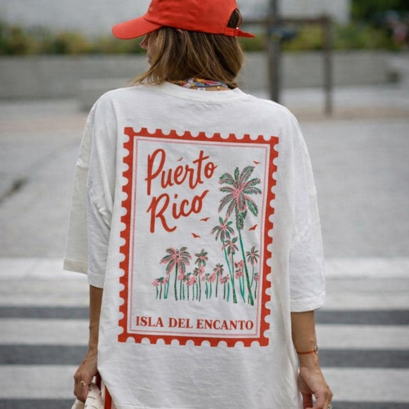 Puerto Rico Isla Del Encanto تي شيرت نخيل عتيق قميص بوريكوا للجنسين