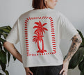 T-shirt unisexe Boricua avec palmier vintage et inscription « Puerto Rico Isla Del Encanto »