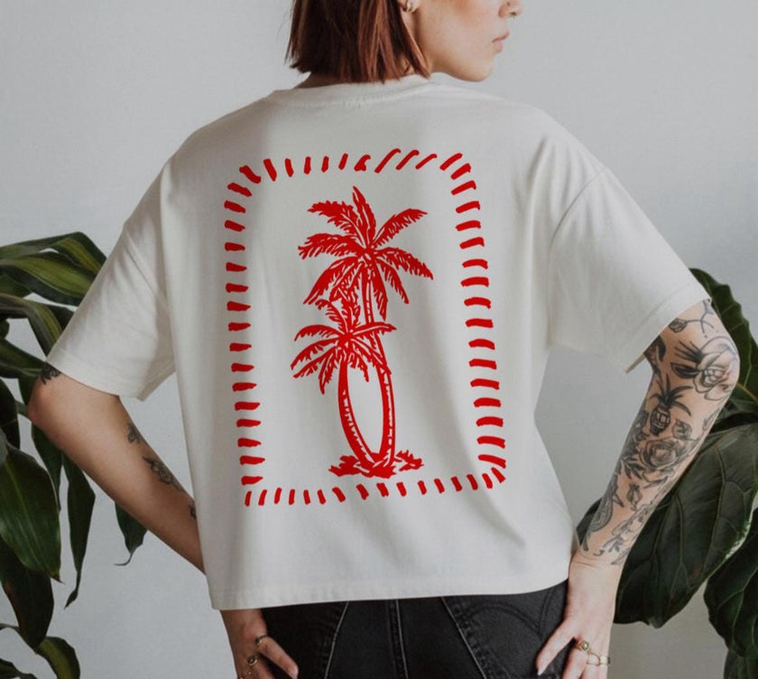 T-shirt unisexe Boricua avec palmier vintage et inscription « Puerto Rico Isla Del Encanto »