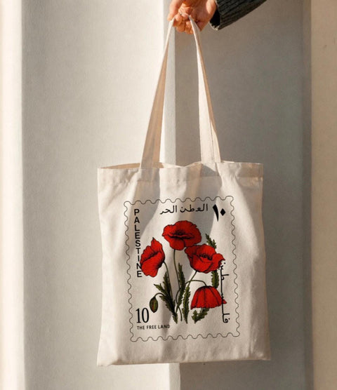 Palestine Tote Bag Palestinian Poppy Floral