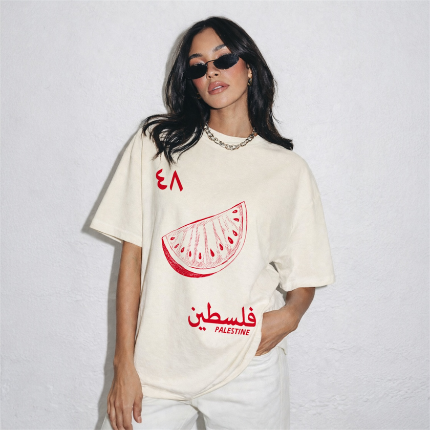 Palestine T-Shirt 1948 Arabic Graphic, Watermelon Design Tee For Free Palestine