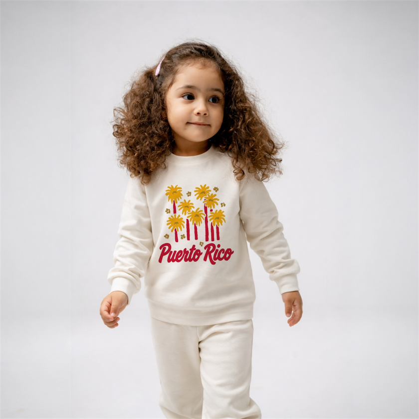 Puerto Rico Kids Sweatshirt Toddler Palm Tree Pullover Cute Caribbean Winter Gift Cozy