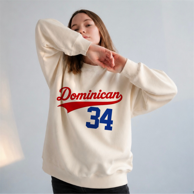 Dominican Sweatshirt Vintage Dominican Custom Number  Crewneck Neutral Streetwear Pullover Cozy Travel Gift Unisex