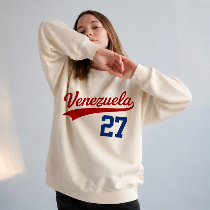 Venezuela Sweat-shirt Vintage Rétro Numéro Personnalisé Style Baseball Fierté Nationale Cadeau Unisexe Haut